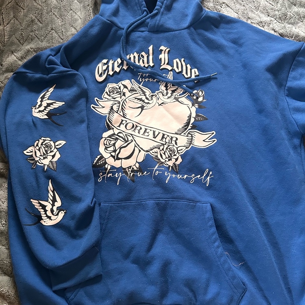 Blue Eternal Love Graphic Hoodie for Men